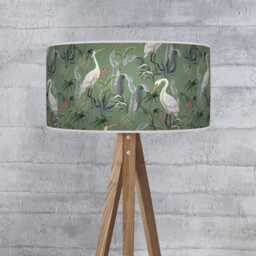 Tropical Birds Sage Green Handmade Pendant Light Lampshade - thumbnail 1