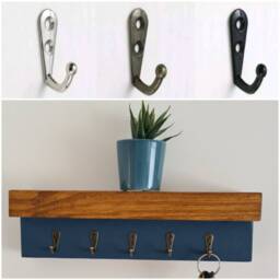 Handmade Rustic Wall Key Holder With Shelf, Hallway Organiser, Key Hooks Tidy Rack, Gift For New Home, Entryway, Keyholder - thumbnail 3