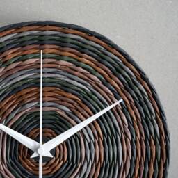 Brown Wall Clock Handwoven From Ecological Wicker, Modern Rustic Home Decoration, Eco Friendly Farmhouse Decor, 1st Anniversary Gift Couple - thumbnail 3