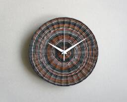 Brown Wall Clock Handwoven From Ecological Wicker, Modern Rustic Home Decoration, Eco Friendly Farmhouse Decor, 1st Anniversary Gift Couple - thumbnail 1