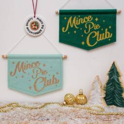Mince Pie Club Glittery Christmas Wall Banner Flag Decoration - thumbnail 2