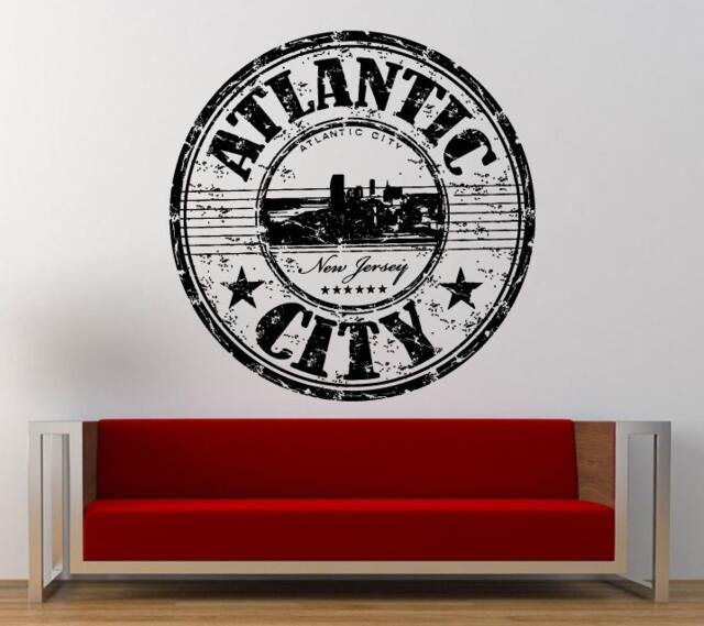 Atlantic City New Jersey Stamp Wall Decal Sticker Vinyl Mural Leaving Bedroom Room Home Decor Free Shipping L340 - image 1