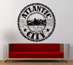 Atlantic City New Jersey Stamp Wall Decal Sticker Vinyl Mural Leaving Bedroom Room Home Decor Free Shipping L340 - thumbnail 1