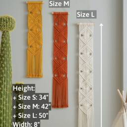 Macrame Wall Hanging, Geometric Decor, Rustic Long Nursery Room Boho Minimalist Art W05 - thumbnail 3