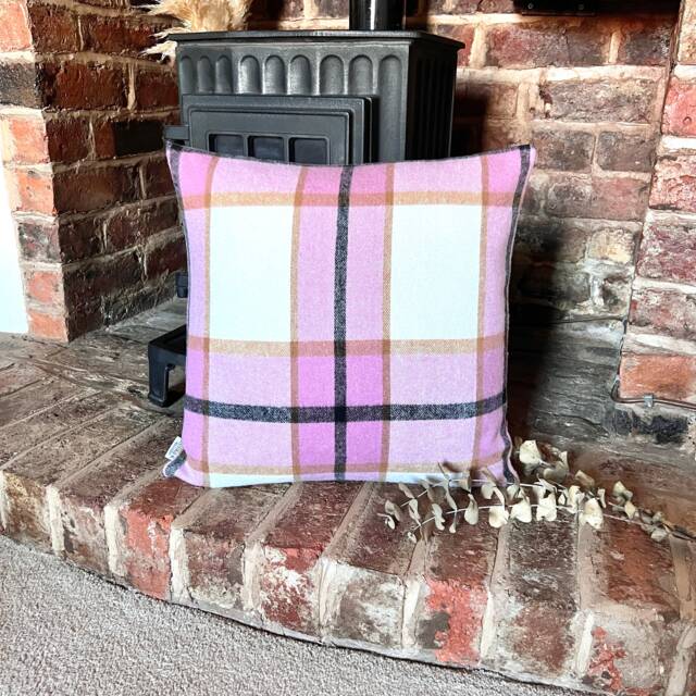 1462. Rose Pink Brushed Cotton Tartan Cushion Cover, Various Sizes - image 1