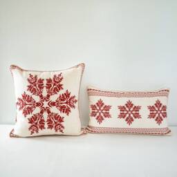 Chenille Snowflake Throw Pillow Cover, Custom Size Lumbar Cushion, Living Room Decor - thumbnail 1