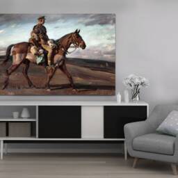 Alfred Munnings, Soldier On A Horse, Wall Art, Hangins, Mounted Canvas Print Ready To Hang - thumbnail 2