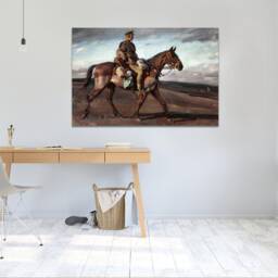 Alfred Munnings, Soldier On A Horse, Wall Art, Hangins, Mounted Canvas Print Ready To Hang - thumbnail 3