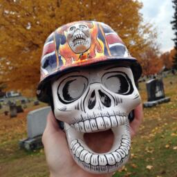 Union Jack Skull Sculpture Handcrafted Mexican Decor - thumbnail 2