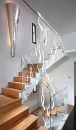 Modern-stairwell-Dining-Chandelier White Clear-Glass-Foyer-Pendant-Lighting-Led-Glory-Contemporary-Murano-Glass-Chandelier, Dining Light - thumbnail 4