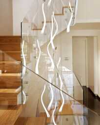 Modern-stairwell-Dining-Chandelier White Clear-Glass-Foyer-Pendant-Lighting-Led-Glory-Contemporary-Murano-Glass-Chandelier, Dining Light - thumbnail 1