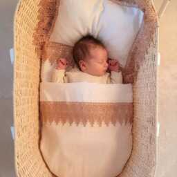 Lace Trim Baby Sheet Set - Cradle Pram Pillowcase, Optional Velvet Blanket Custom - thumbnail 3