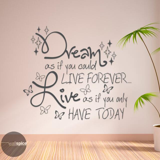 Dream As If You Could Live Forever Only Have Today Vinyl Wall Decal Sticker - image 1