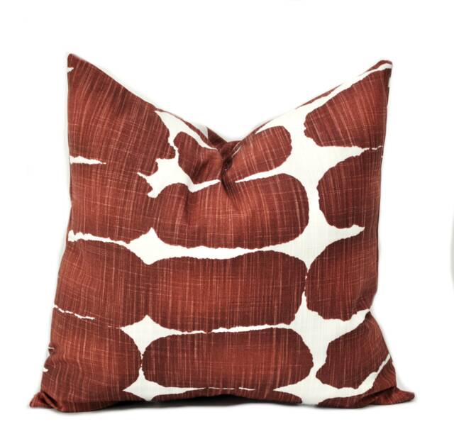 One Mid Century Pillow Cover, Cushion, Decorative Throw Pillow, Rust Brown Accent Dark Brown - image 1