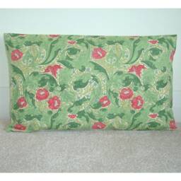 William Morris Batchelors Button Green Pink Cushion Cover 12x16 Vintage Fabric Oblong Bolster Pillow Case Sham Arts & Crafts Pillowcase