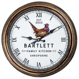 Personalised Pheasant Wall Clock Custom Name Farmhouse Glass County Kitchen Home Decor Farmer Housewarming Gift Ekrc15 - thumbnail 3