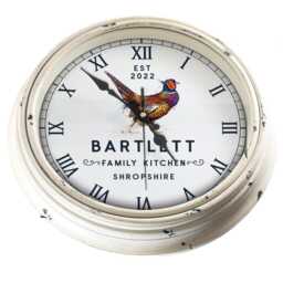Personalised Pheasant Wall Clock Custom Name Farmhouse Glass County Kitchen Home Decor Farmer Housewarming Gift Ekrc15 - thumbnail 2