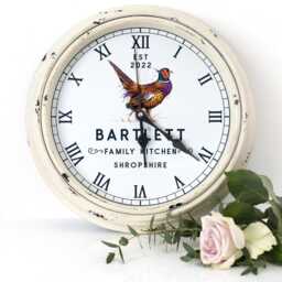 Personalised Pheasant Wall Clock Custom Name Farmhouse Glass County Kitchen Home Decor Farmer Housewarming Gift Ekrc15 - thumbnail 4