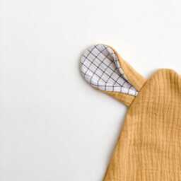 Organic Cotton Muslin Baby Lovey, Mustard Yellow Blanket, Newborn Gift - thumbnail 2