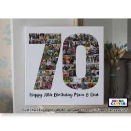 70Th Birthday Mum Dad Grandad Nana Friend Grandma Nan Custom Picture Photo Frame Collage Party Board Framed Canvas Print Gift - thumbnail 3