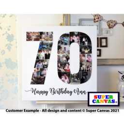70Th Birthday Mum Dad Grandad Nana Friend Grandma Nan Custom Picture Photo Frame Collage Party Board Framed Canvas Print Gift - thumbnail 4