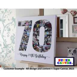70Th Birthday Mum Dad Grandad Nana Friend Grandma Nan Custom Picture Photo Frame Collage Party Board Framed Canvas Print Gift - thumbnail 2