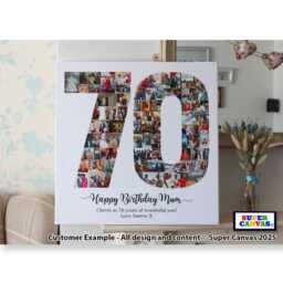 70Th Birthday Mum Dad Grandad Nana Friend Grandma Nan Custom Picture Photo Frame Collage Party Board Framed Canvas Print Gift - thumbnail 1