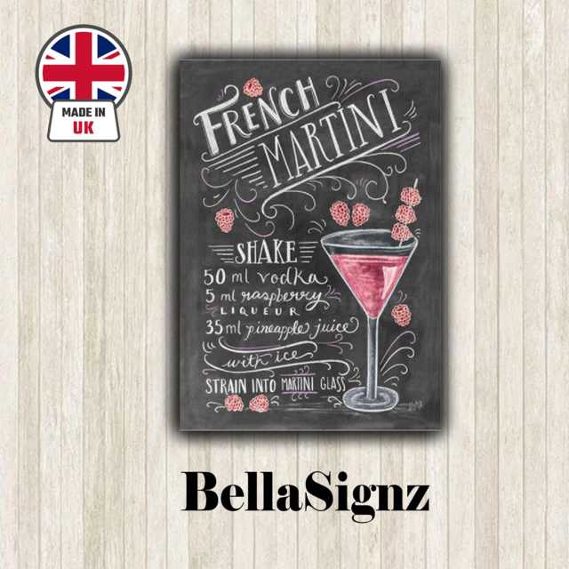 French Martini Cocktail Metal Sign Pub Bar Decor - image 1