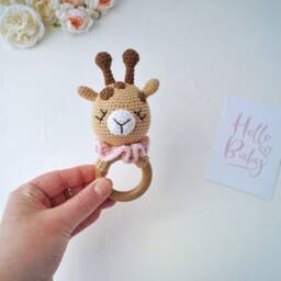 Giraffe Cotton Baby Toy, Safari Shower Gift, Personalized Gift For Newborn, Jungle Animal Nursery Mom To Be Package - thumbnail 4