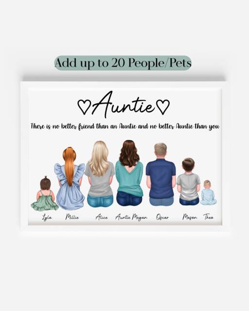 Personalised Auntie Print, Gift For Auntie, Birthday Gift, Christmas From Niece, Nephew - image 1