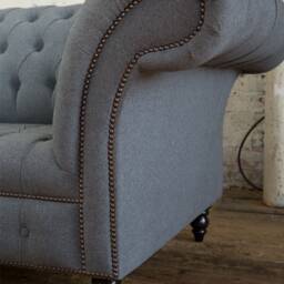 Handmade Grey Wool 2 Seater Chesterfield Sofa - thumbnail 3