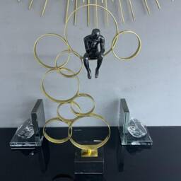 Boxed Magnetic Modern Art Thinking Man On Decorative Gold Circle Frame Ornament - thumbnail 2
