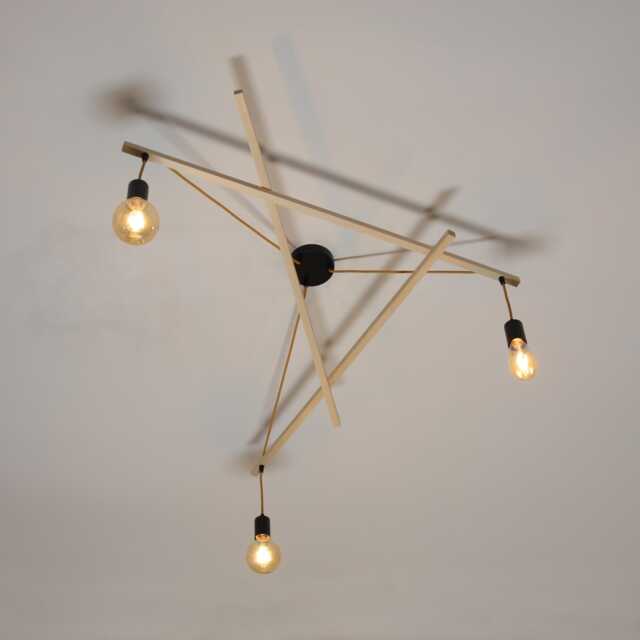 Asterisme Pendant Light 3 Bulbs Black Mustard Pine Wood Scandinavian Pendantmodern Pendantminimalist Pendanthanging Fixture - image 1