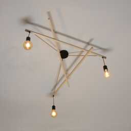 Asterisme Pendant Light 3 Bulbs Black Mustard Pine Wood Scandinavian Pendantmodern Pendantminimalist Pendanthanging Fixture - thumbnail 1