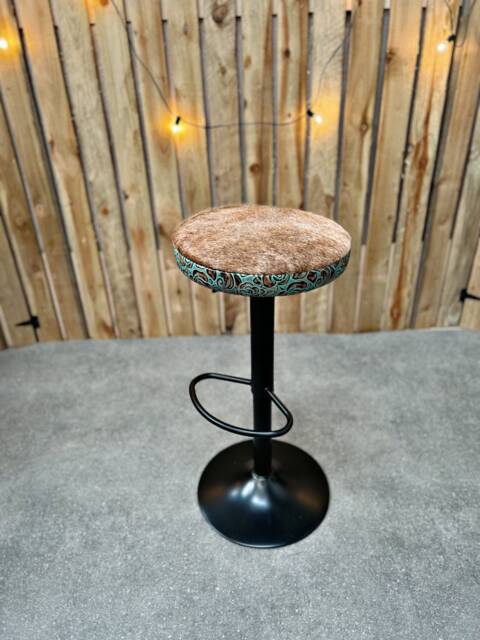 Cowhide & Leather Bar Stools/Counter - Adjustable Height Embossed Custom Made Gl - image 1