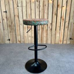 Cowhide & Leather Bar Stools/Counter - Adjustable Height Embossed Custom Made Gl - thumbnail 3