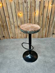 Cowhide & Leather Bar Stools/Counter - Adjustable Height Embossed Custom Made Gl - thumbnail 1
