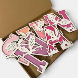 Wooden Dragon Name Sign - Personalised Plaque Custom Decor Theme Nursery Wall Art - thumbnail 2