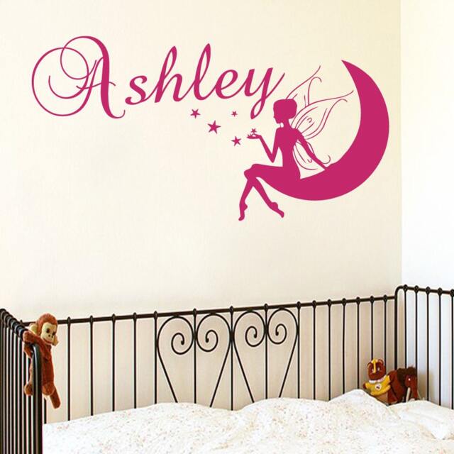 Wall Decals Name Personalized Custom Decal Fairy Star Moon Vinyl Sticker Art Home Decor Mural Baby Nursery Op36 - image 1