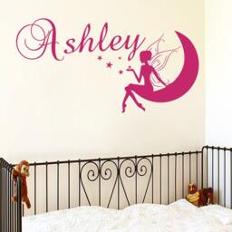 Wall Decals Name Personalized Custom Decal Fairy Star Moon Vinyl Sticker Art Home Decor Mural Baby Nursery Op36 - thumbnail 1