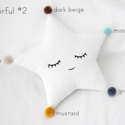 Cute Star Cushion With Pompom For Nursery Decor, Dreamy Pillow Baby Shower Gift Idea Newborn Boy Girl Gender Neutral Bed Children Sky Teepee - thumbnail 2