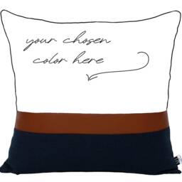 Light Grey, Brown Faux Leather & Navy Customizable Colorblock Pillow Cover - All Sizes Modern Pillow, Home Gifts For You - thumbnail 2