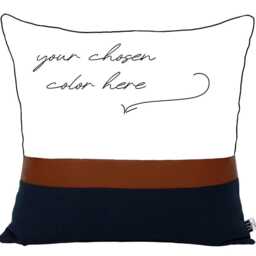 Customizable Colorblock Pillow Cover, Faux Leather Navy Modern Home Accent - thumbnail 2