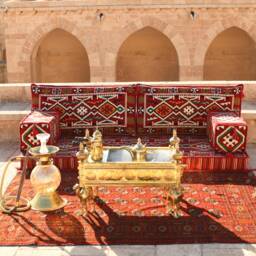Arabic Oriental Seating Set . Phrygia Majlis - Rug Fabric Floor Seating -Indoor/Outdoor Hookah Lounge Home 6Pcs - thumbnail 3
