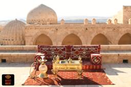 Arabic Oriental Seating Set . Phrygia Majlis - Rug Fabric Floor Seating -Indoor/Outdoor Hookah Lounge Home 6Pcs