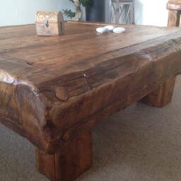 Handmade Rustic Coffee Table Made From Old French Oak - thumbnail 3