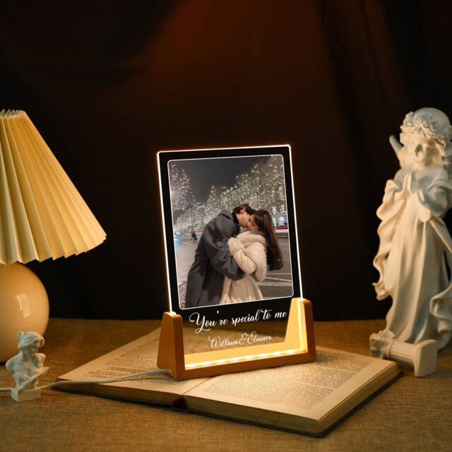 Personalized Couple Night Light, Custom Acrylic Plaque With Photo, Photo Frame Name Date, Room Decor, Engagement Gift Lamp, Anniversary - image 1