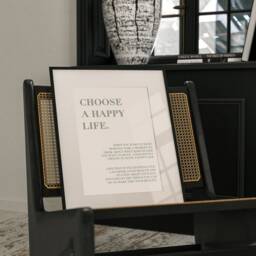 Choose A Happy Life Print, Positive Affirmation Home, Kitchen, Home Decor, Typography, Bedroom Good Vibes Poster, Beige Wall Art - thumbnail 3