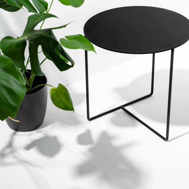 Metal Side Table in Black Usable As Coffee Table & Nightstand - image 1
