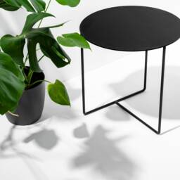 Metal Side Table in Black Usable As Coffee Table & Nightstand